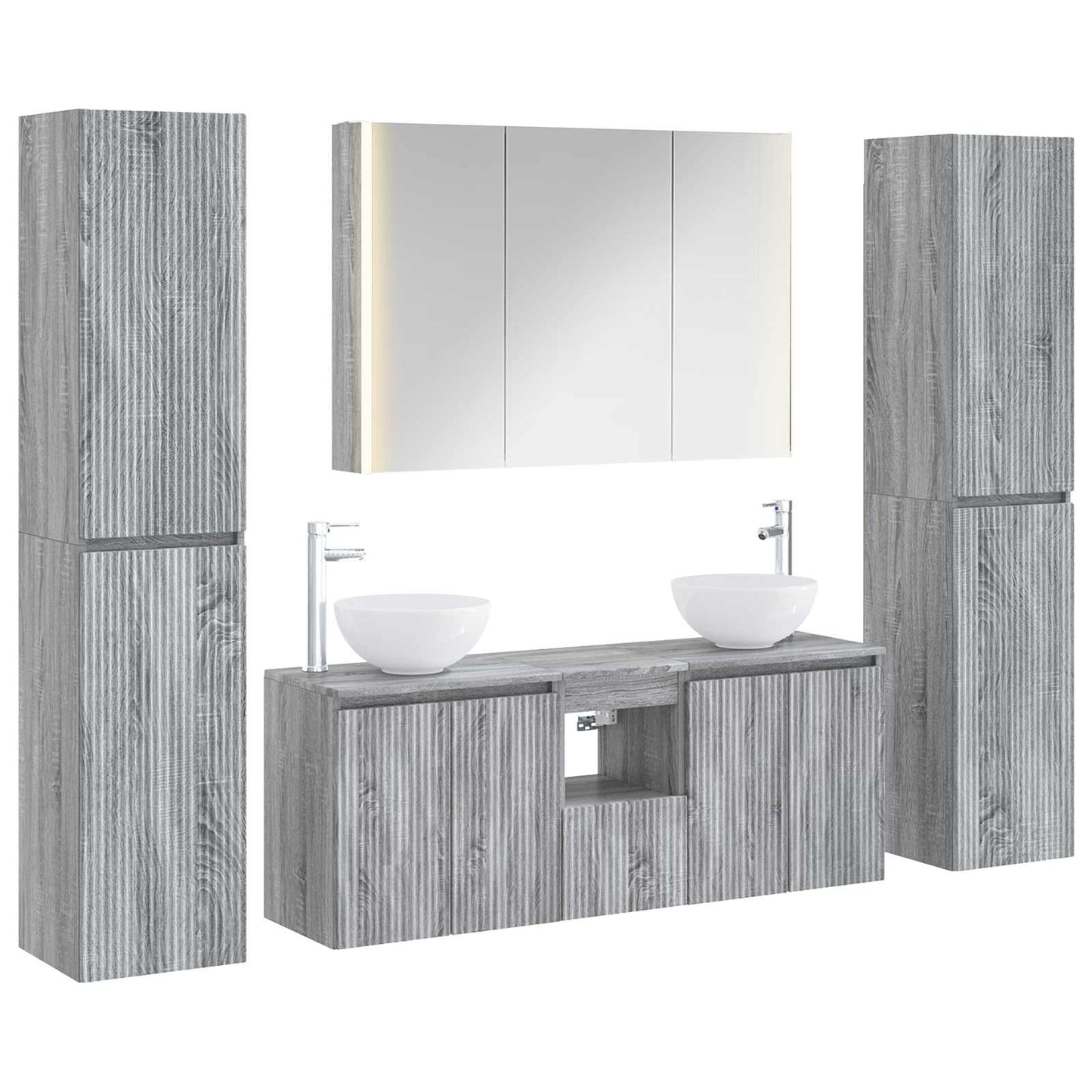 vidaXL Bathroom Furniture Set 6 pcs Grey Sonoma