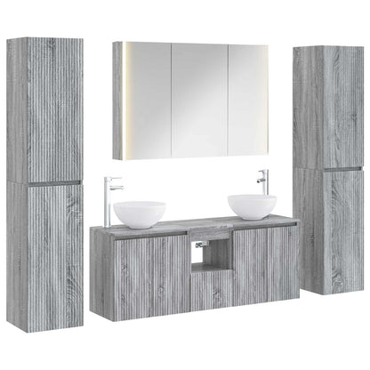 vidaXL Bathroom Furniture Set 6 pcs Grey Sonoma