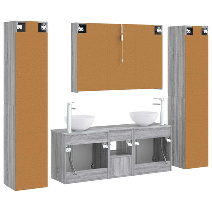 vidaXL Bathroom Furniture Set 6 pcs Grey Sonoma