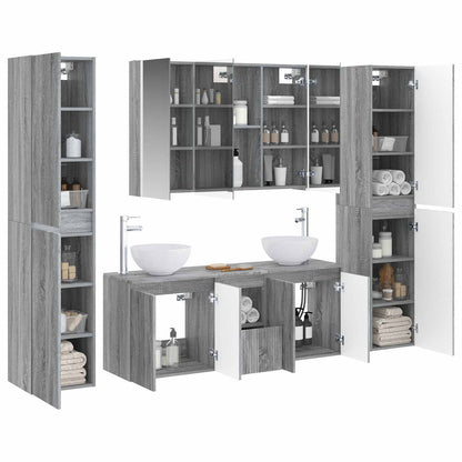 vidaXL Bathroom Furniture Set 6 pcs Grey Sonoma