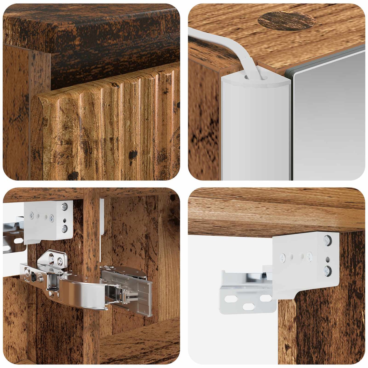 vidaXL Bathroom Furniture Set 6 pcs Old Wood Engineered Wood and Glass