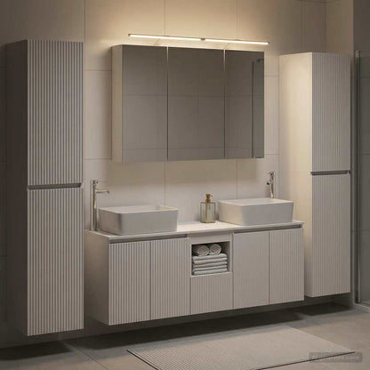 vidaXL Bathroom Furniture Set 6 pcs White Engineered Wood and Glass