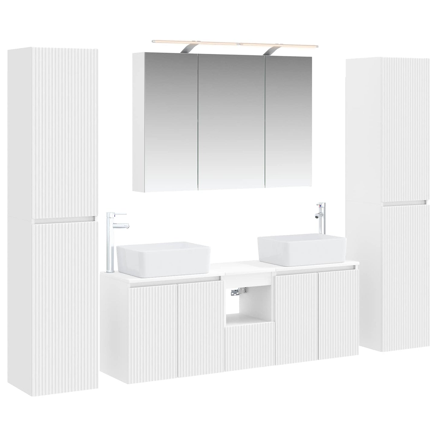 vidaXL Bathroom Furniture Set 6 pcs White Engineered Wood and Glass