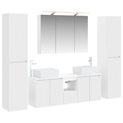 vidaXL Bathroom Furniture Set 6 pcs White Engineered Wood and Glass