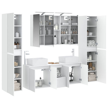 vidaXL Bathroom Furniture Set 6 pcs White Engineered Wood and Glass