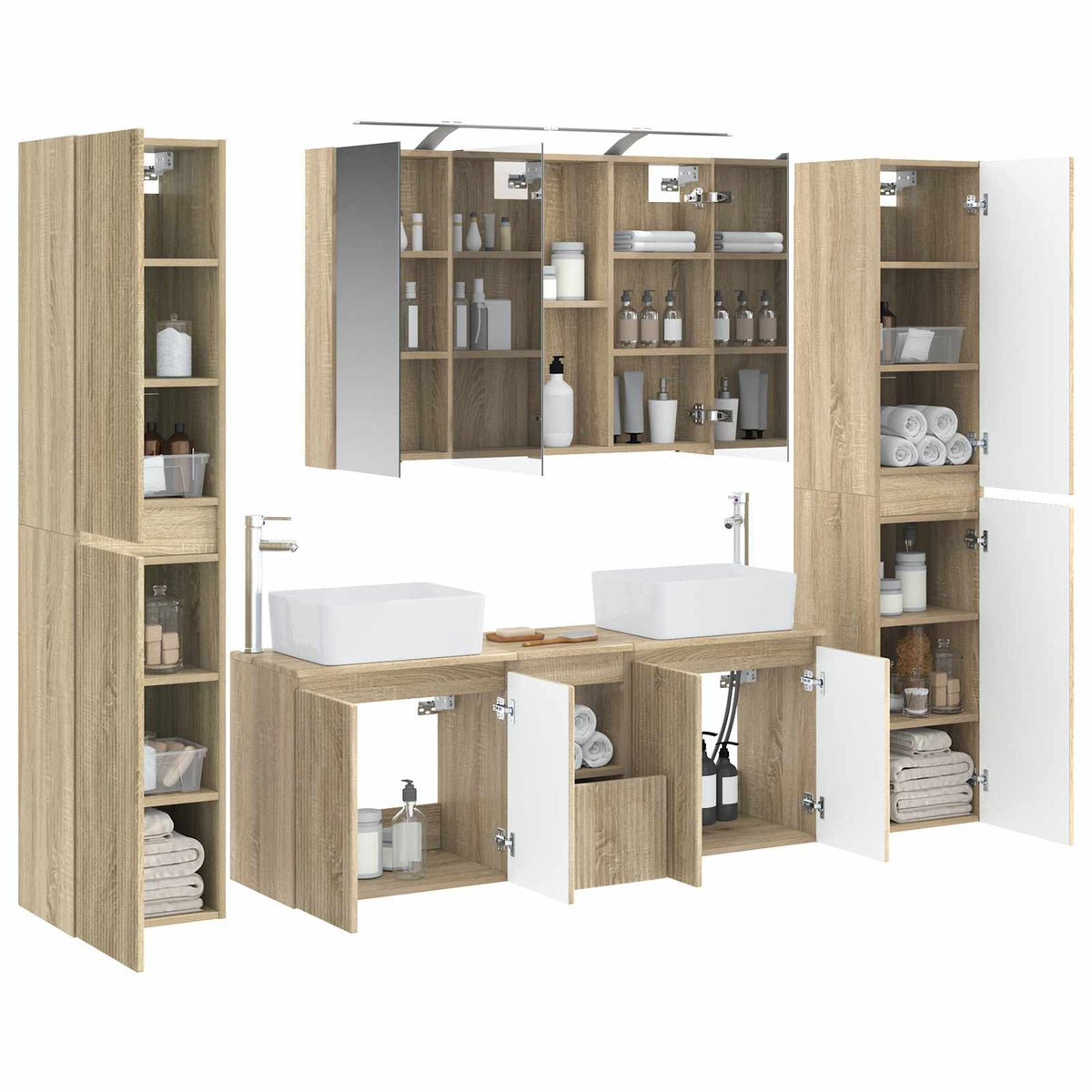 vidaXL Bathroom Furniture Set 6 pcs Sonoma Oak