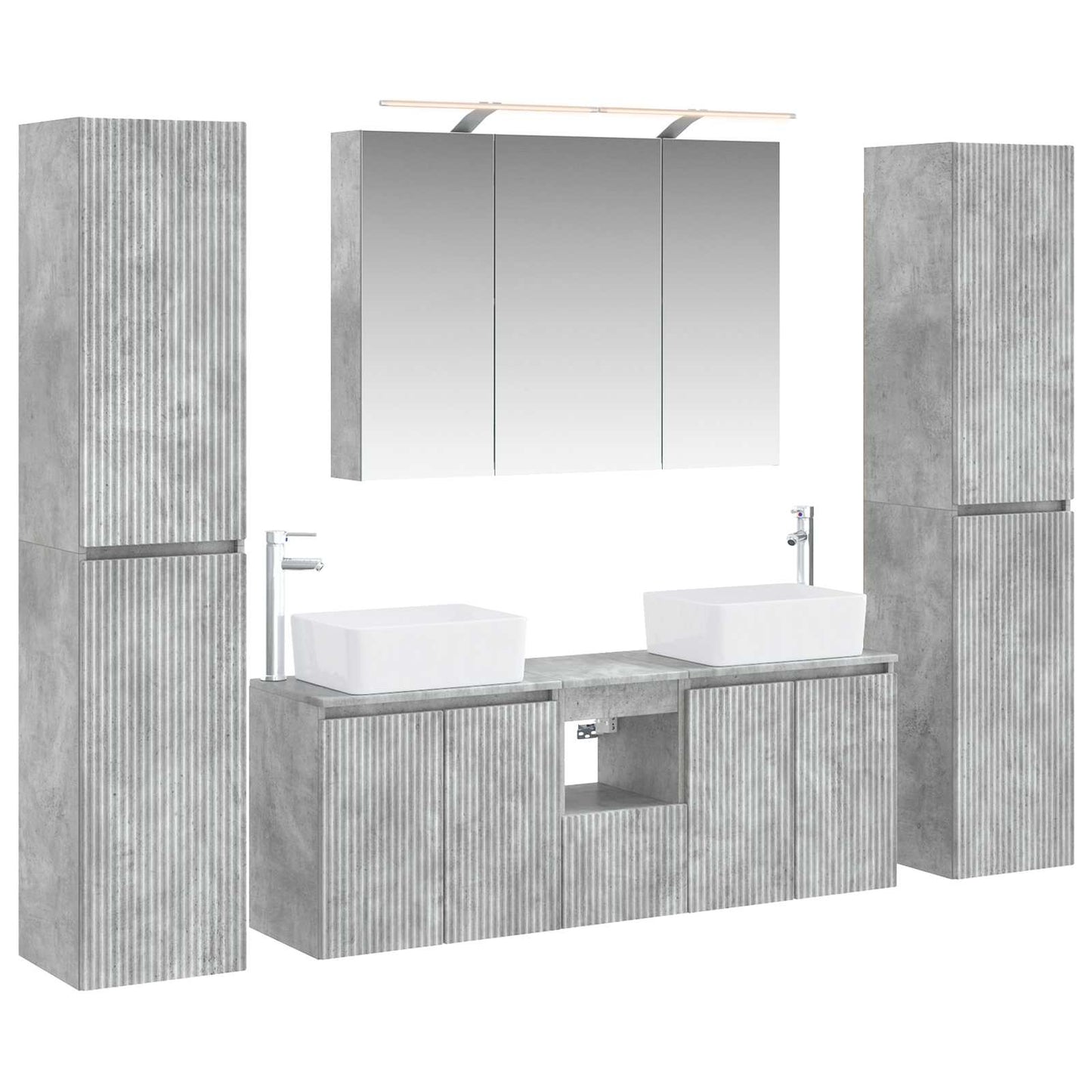 vidaXL Bathroom Furniture Set 6 pcs Concrete Grey