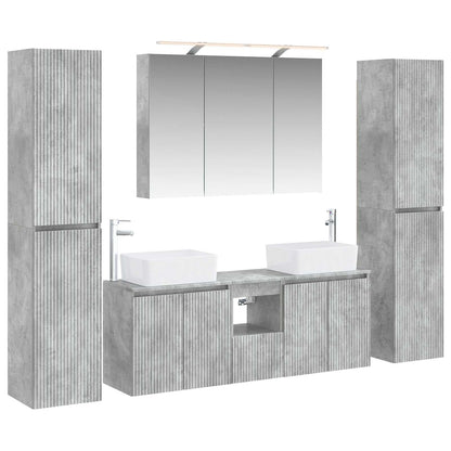 vidaXL Bathroom Furniture Set 6 pcs Concrete Grey