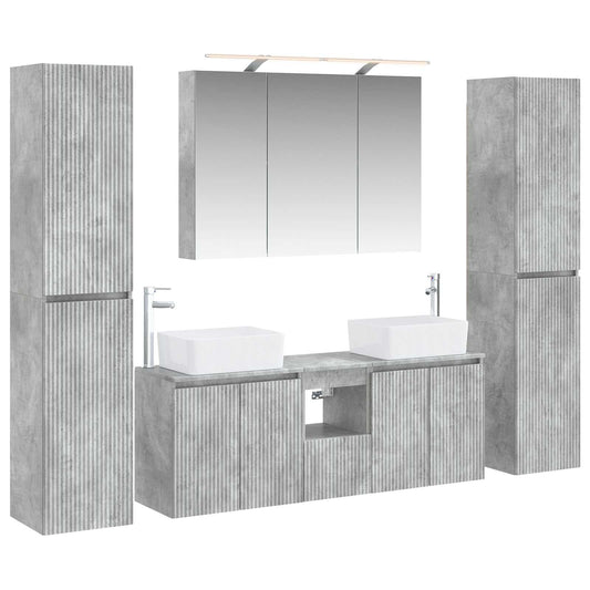 vidaXL Bathroom Furniture Set 6 pcs Concrete Grey