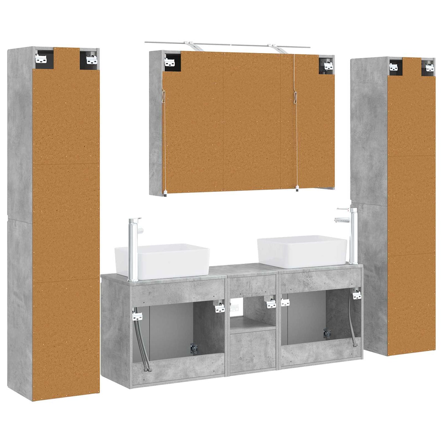 vidaXL Bathroom Furniture Set 6 pcs Concrete Grey