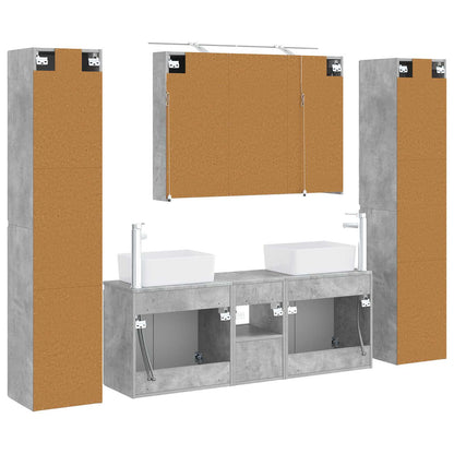 vidaXL Bathroom Furniture Set 6 pcs Concrete Grey