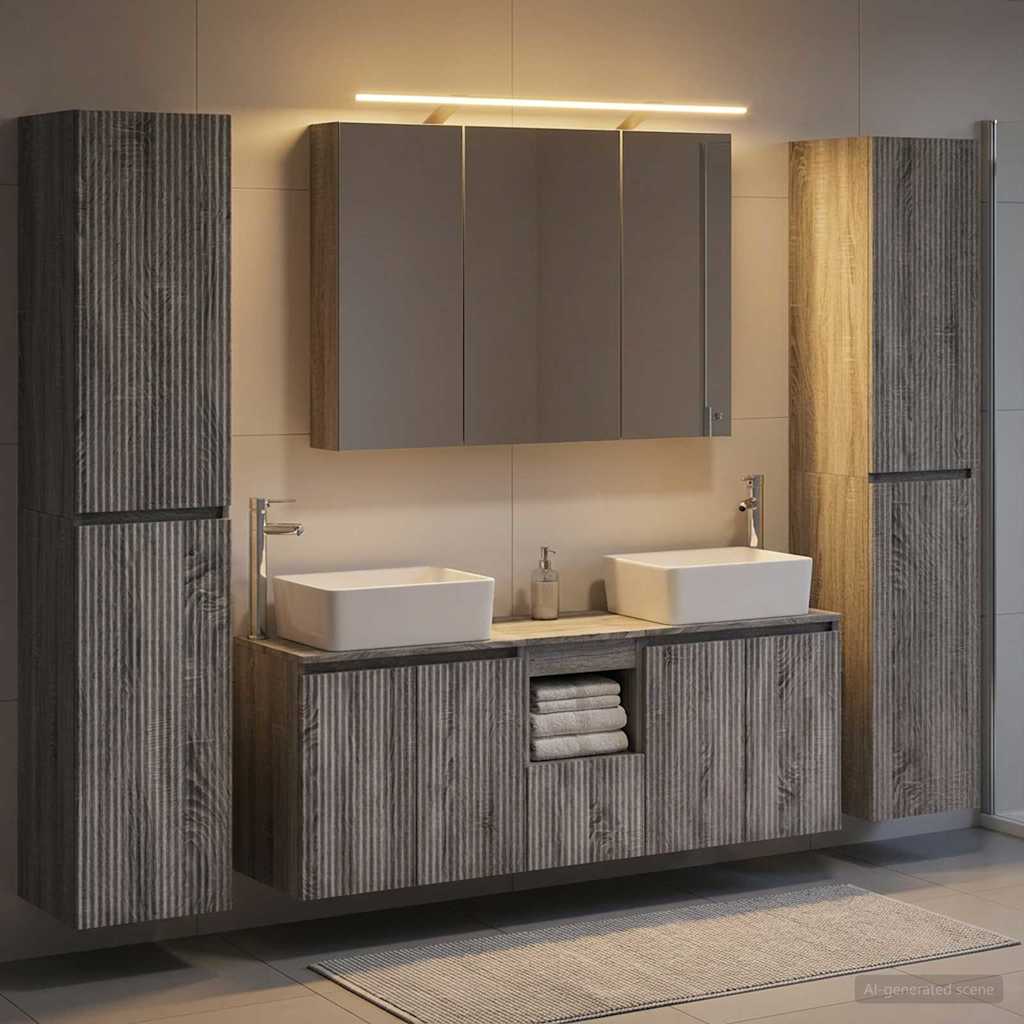 vidaXL Bathroom Furniture Set 6 pcs Grey Sonoma