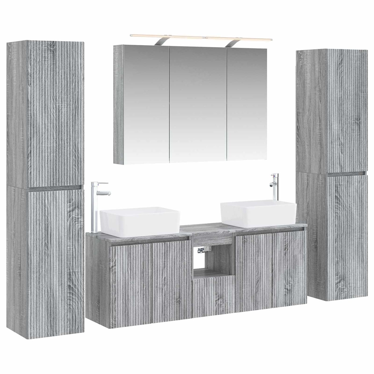 vidaXL Bathroom Furniture Set 6 pcs Grey Sonoma