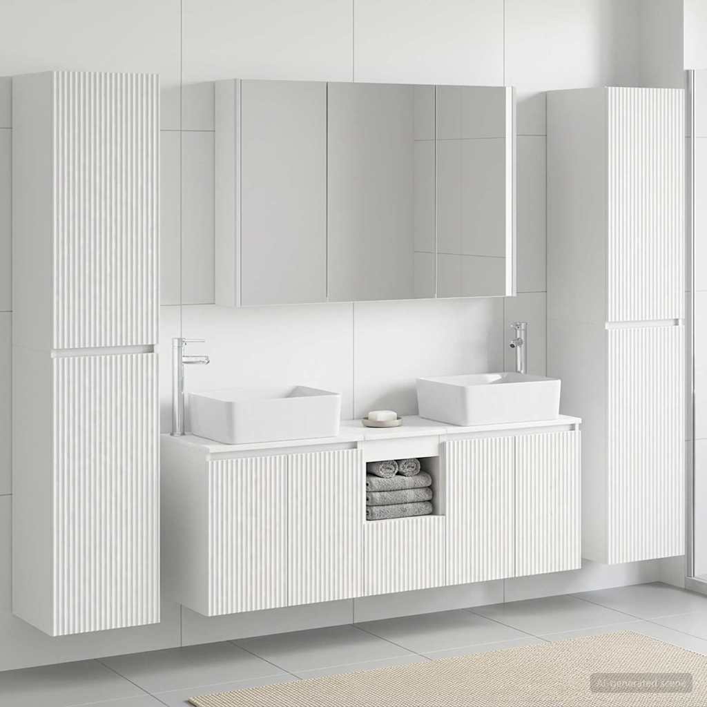vidaXL Bathroom Furniture Set 6 pcs White Engineered Wood and Glass