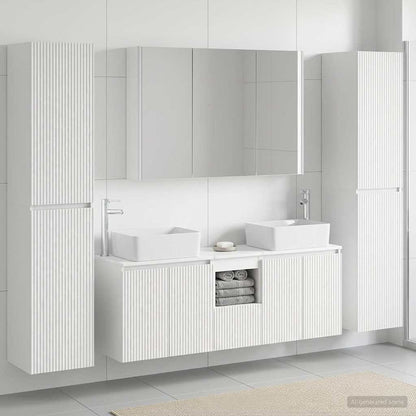 vidaXL Bathroom Furniture Set 6 pcs White Engineered Wood and Glass