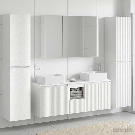 vidaXL Bathroom Furniture Set 6 pcs White Engineered Wood and Glass