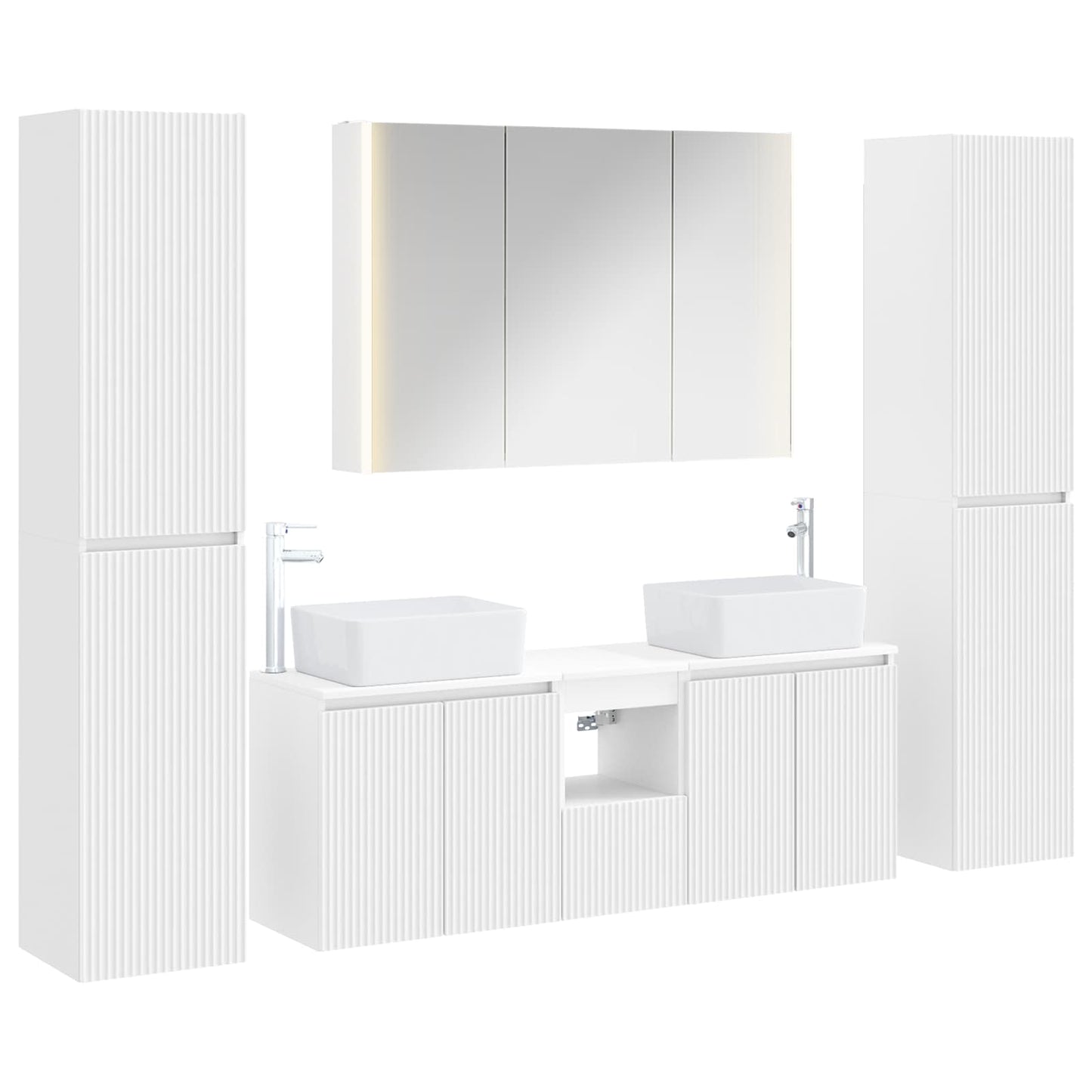 vidaXL Bathroom Furniture Set 6 pcs White Engineered Wood and Glass