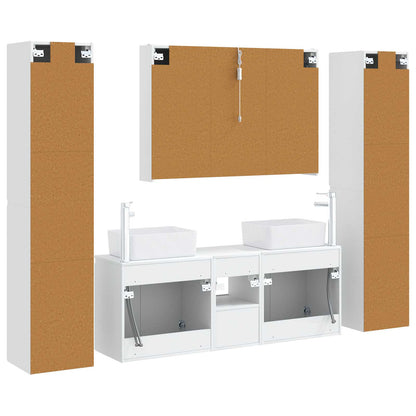 vidaXL Bathroom Furniture Set 6 pcs White Engineered Wood and Glass