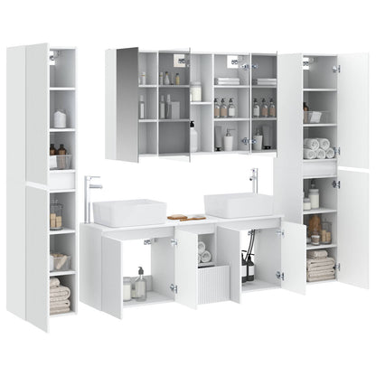 vidaXL Bathroom Furniture Set 6 pcs White Engineered Wood and Glass