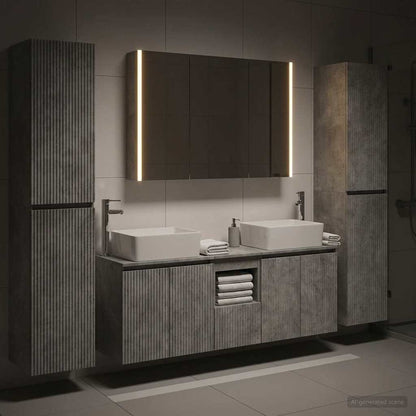 vidaXL Bathroom Furniture Set 6 pcs Concrete Grey