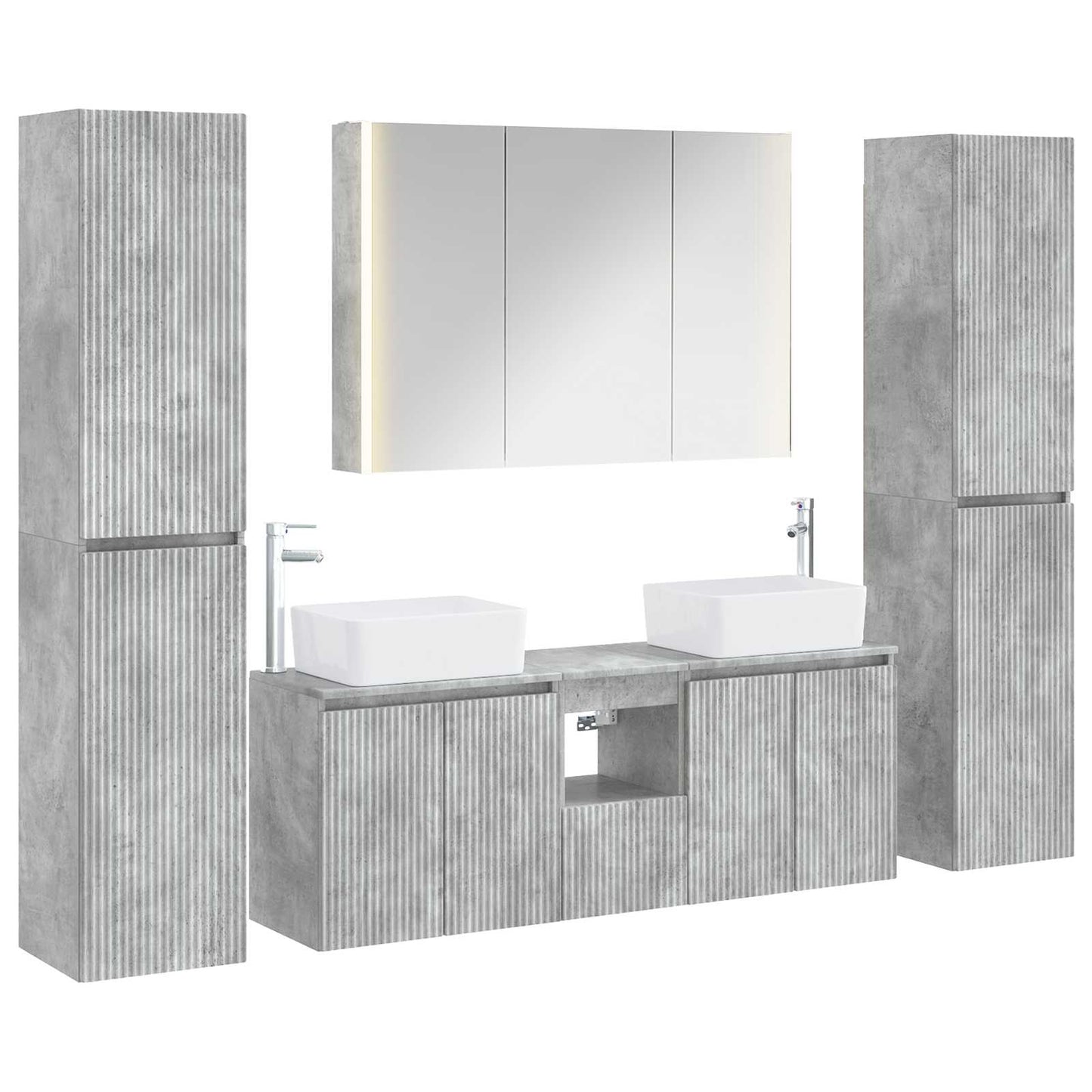 vidaXL Bathroom Furniture Set 6 pcs Concrete Grey