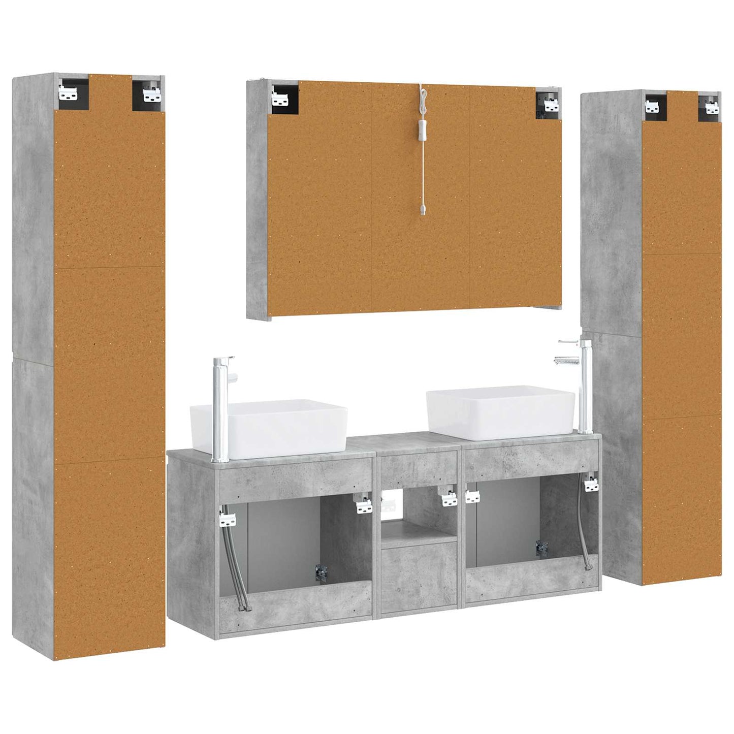 vidaXL Bathroom Furniture Set 6 pcs Concrete Grey
