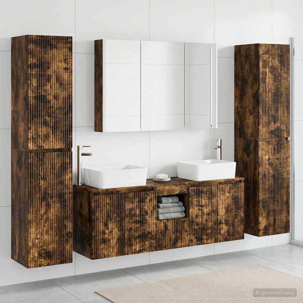 vidaXL Bathroom Furniture Set 6 pcs Smoked Oak
