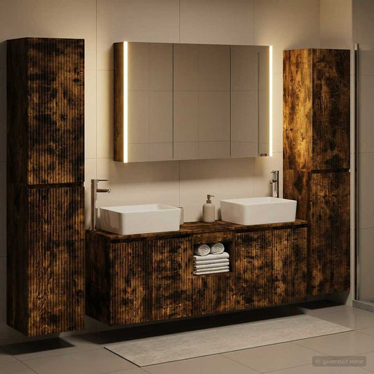 vidaXL Bathroom Furniture Set 6 pcs Smoked Oak