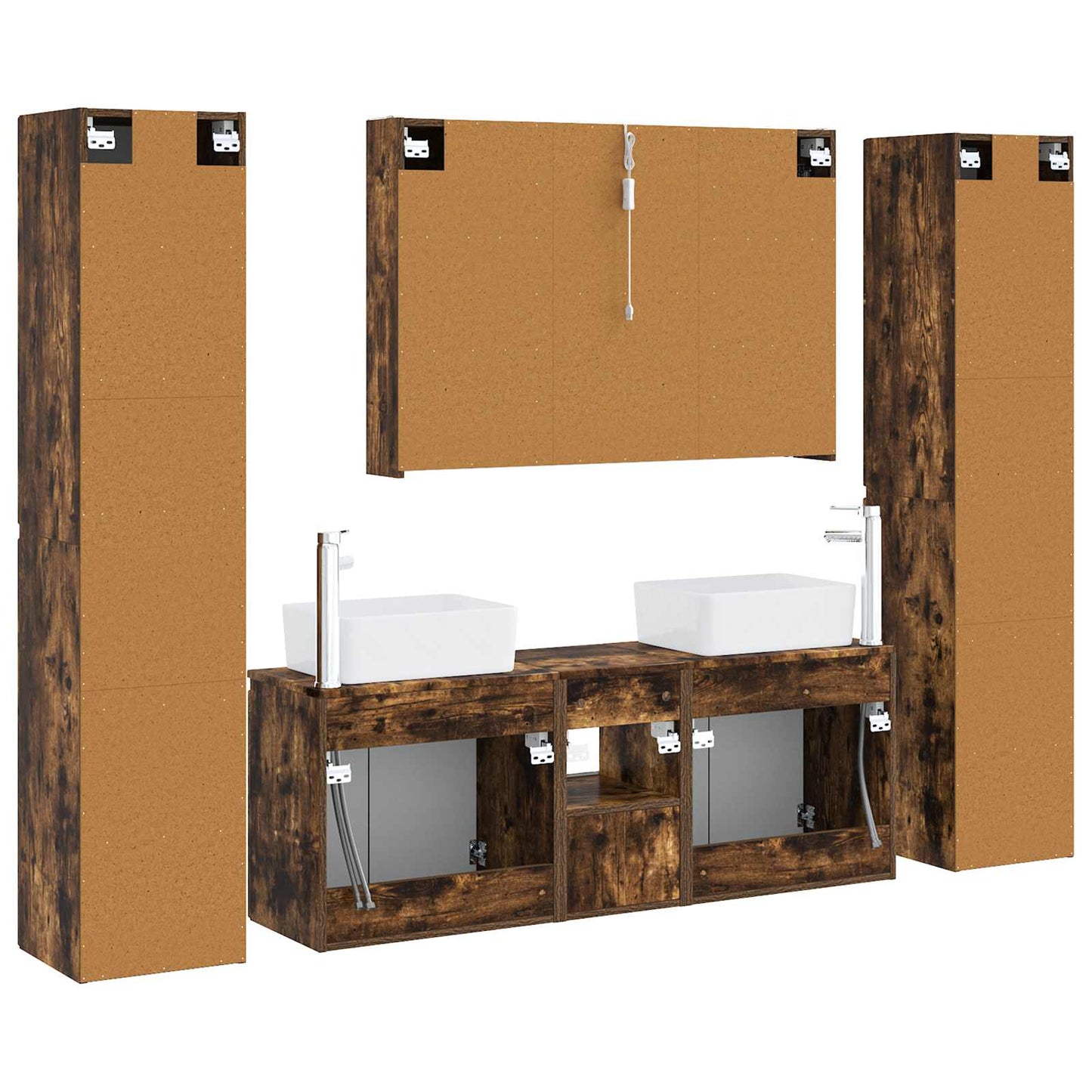 vidaXL Bathroom Furniture Set 6 pcs Smoked Oak