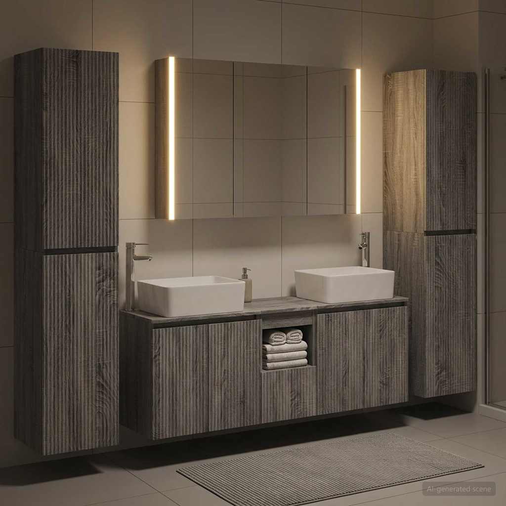vidaXL Bathroom Furniture Set 6 pcs Grey Sonoma
