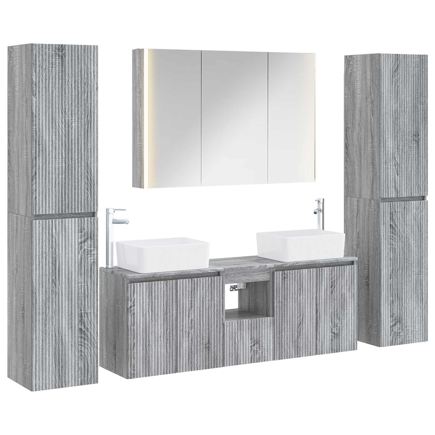 vidaXL Bathroom Furniture Set 6 pcs Grey Sonoma