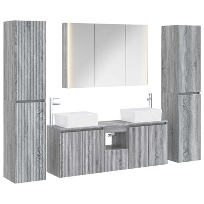 vidaXL Bathroom Furniture Set 6 pcs Grey Sonoma