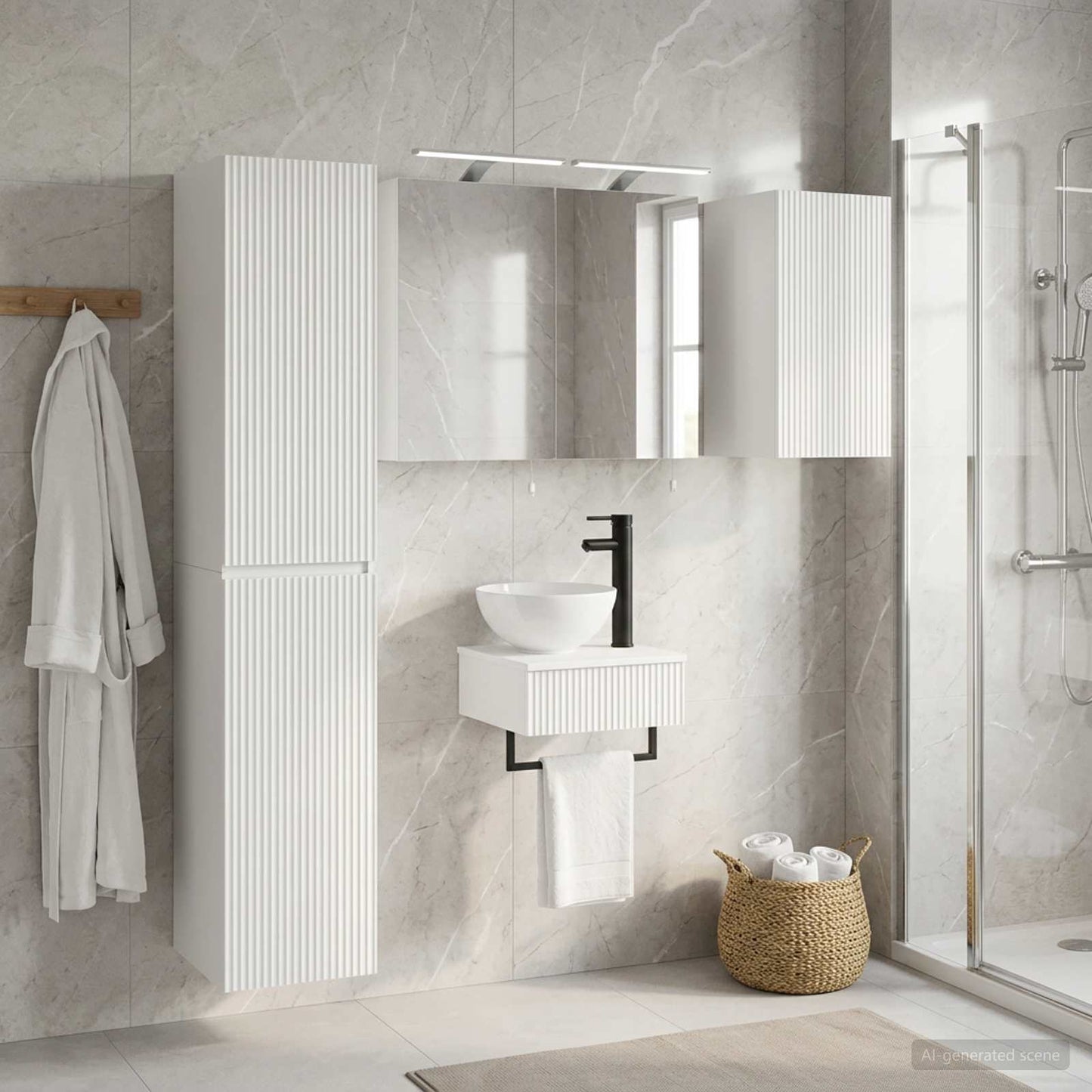 vidaXL Bathroom Furniture Set 5 pcs White Engineered Wood and Glass
