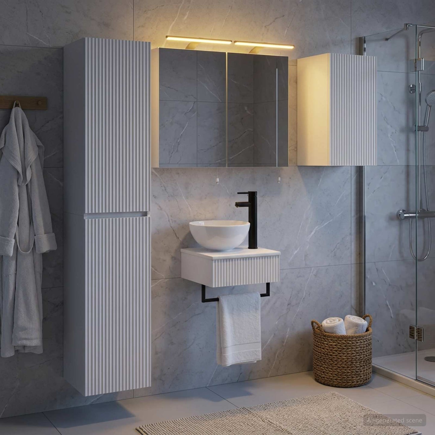 vidaXL Bathroom Furniture Set 5 pcs White Engineered Wood and Glass