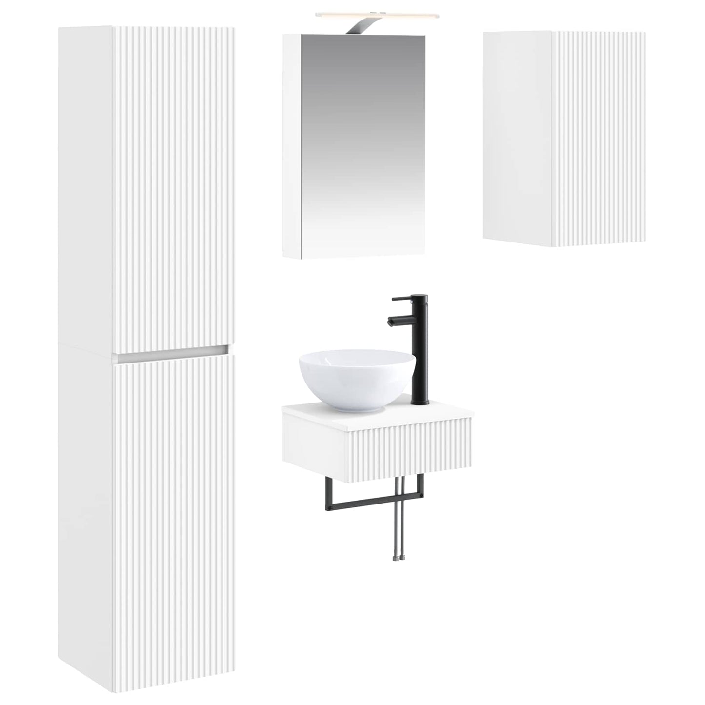 vidaXL Bathroom Furniture Set 5 pcs White Engineered Wood and Glass