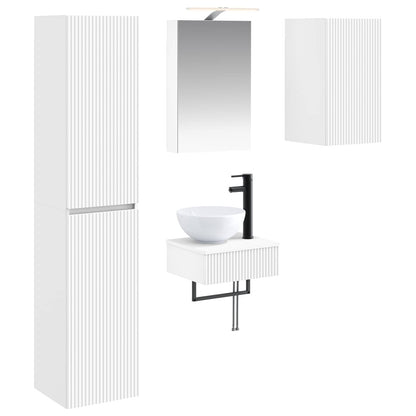 vidaXL Bathroom Furniture Set 5 pcs White Engineered Wood and Glass