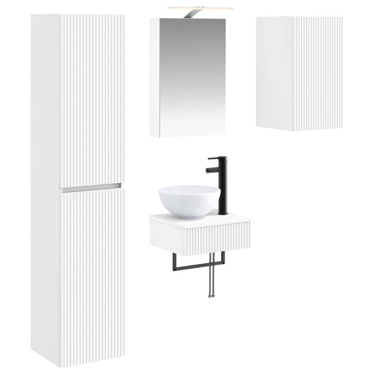 vidaXL Bathroom Furniture Set 5 pcs White Engineered Wood and Glass
