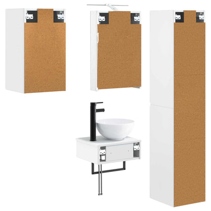 vidaXL Bathroom Furniture Set 5 pcs White Engineered Wood and Glass