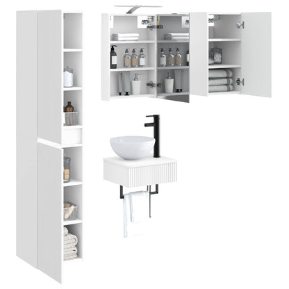 vidaXL Bathroom Furniture Set 5 pcs White Engineered Wood and Glass