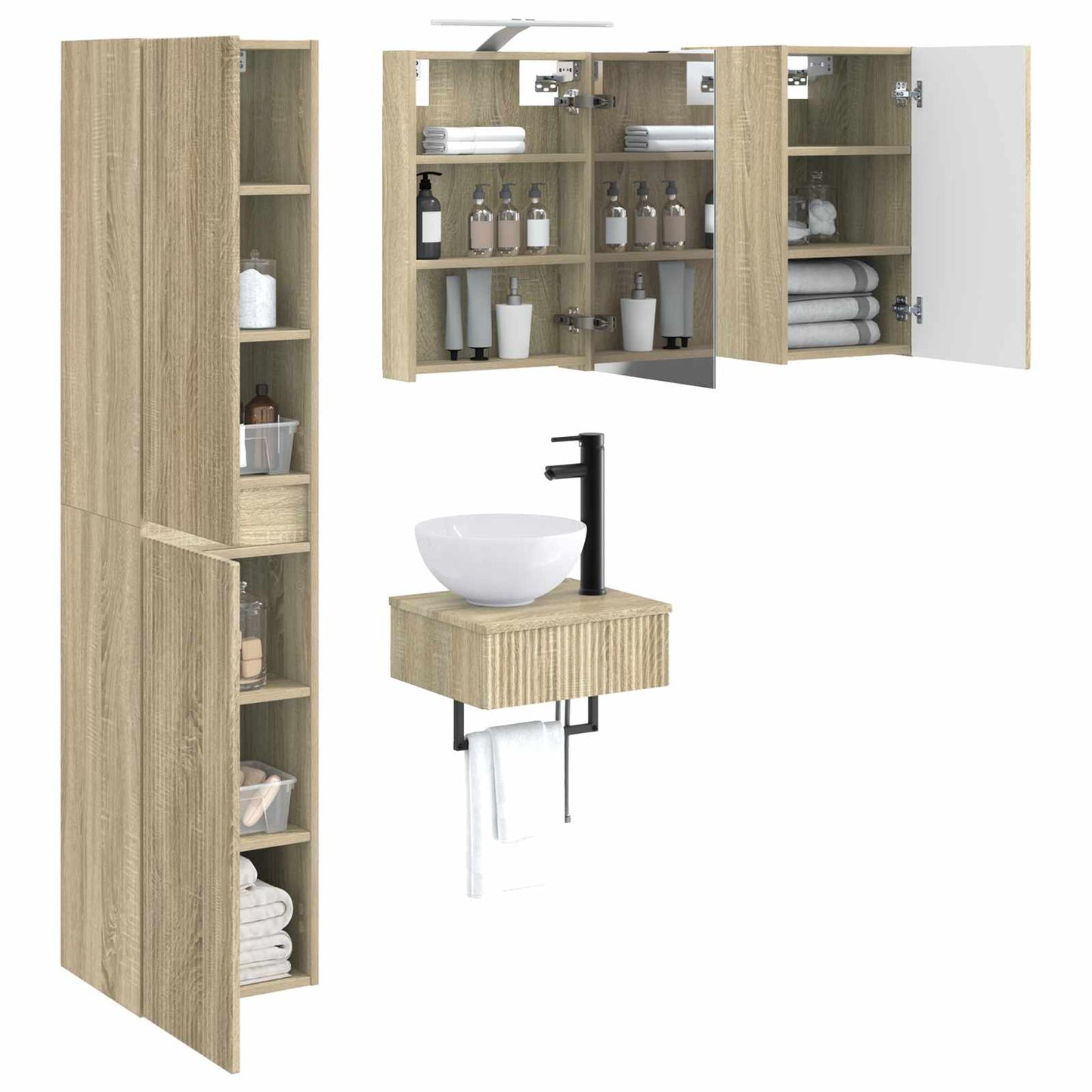 vidaXL Bathroom Furniture Set 5 pcs Sonoma Oak