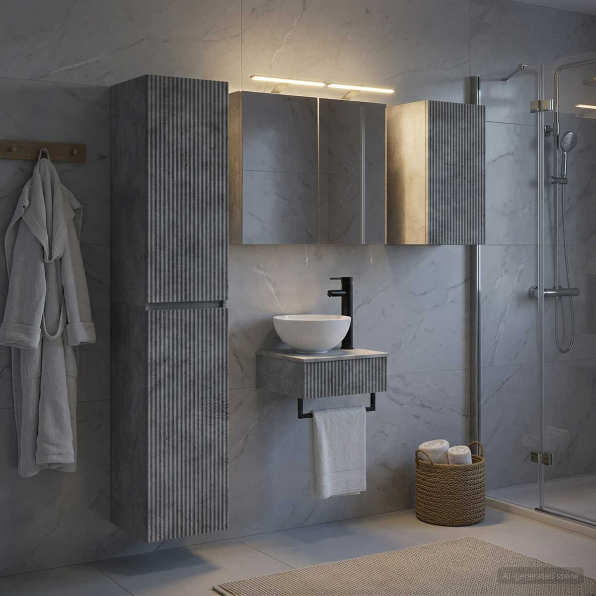 vidaXL Bathroom Furniture Set 5 pcs Concrete Grey