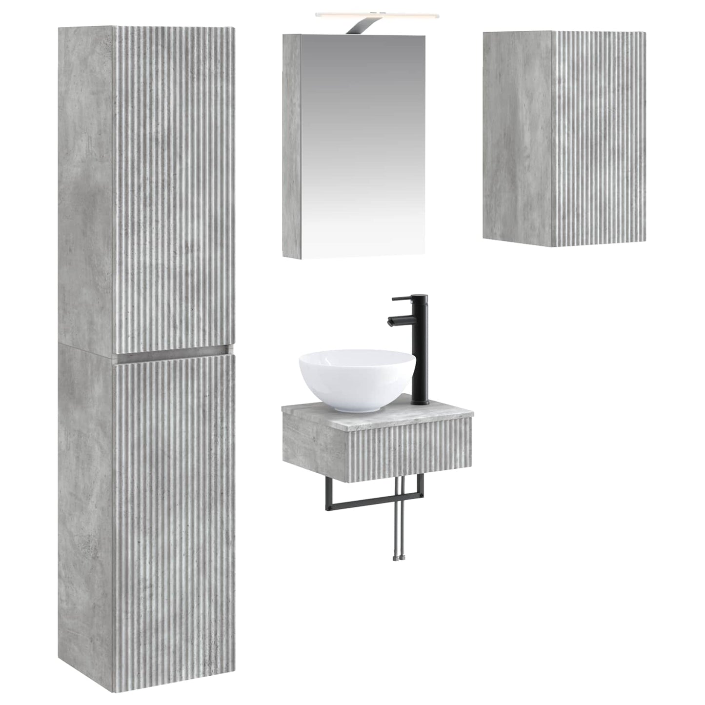 vidaXL Bathroom Furniture Set 5 pcs Concrete Grey