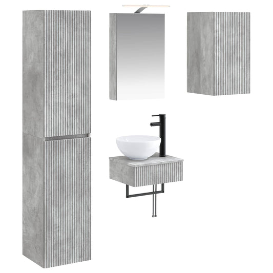 vidaXL Bathroom Furniture Set 5 pcs Concrete Grey