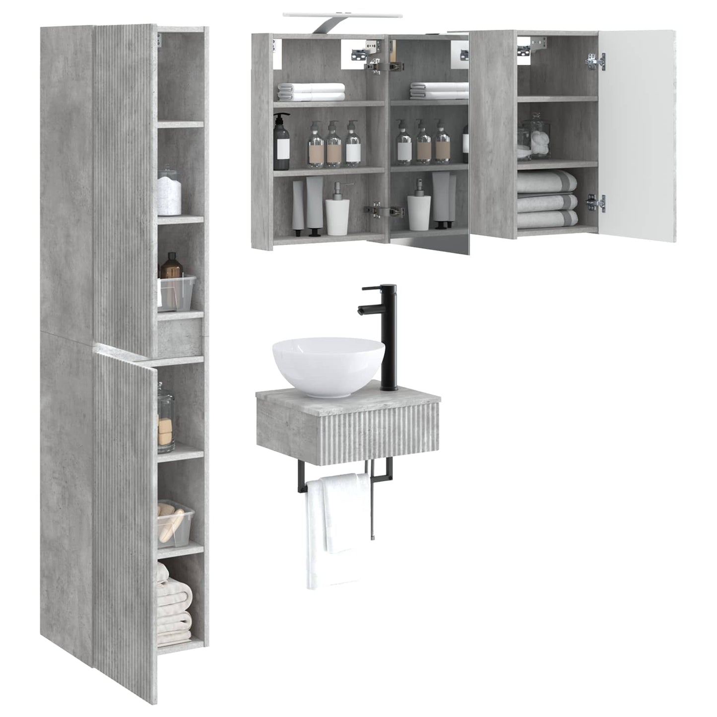 vidaXL Bathroom Furniture Set 5 pcs Concrete Grey