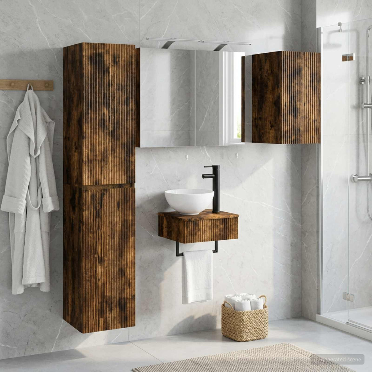 vidaXL Bathroom Furniture Set 5 pcs Smoked Oak
