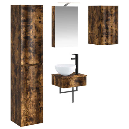 vidaXL Bathroom Furniture Set 5 pcs Smoked Oak