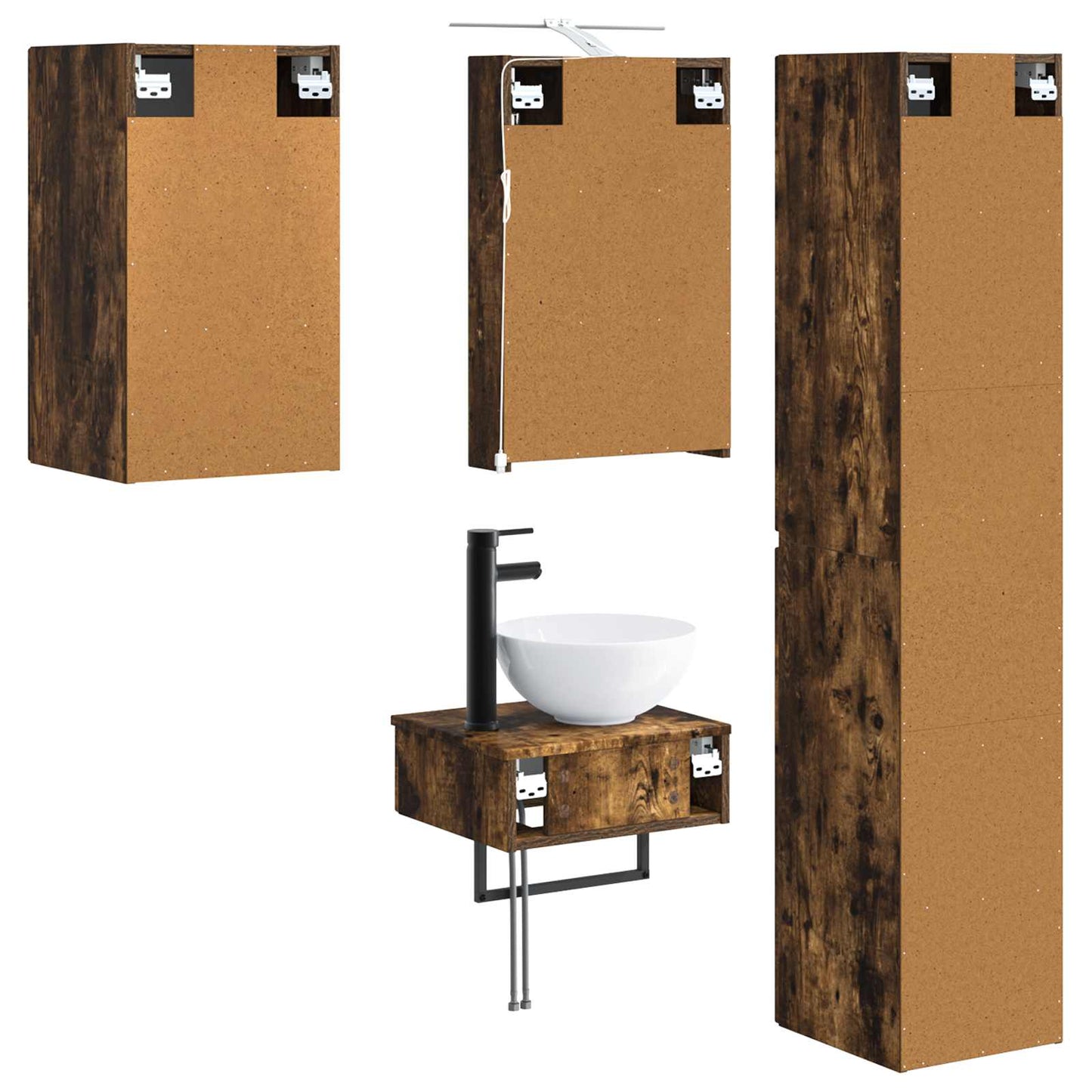 vidaXL Bathroom Furniture Set 5 pcs Smoked Oak