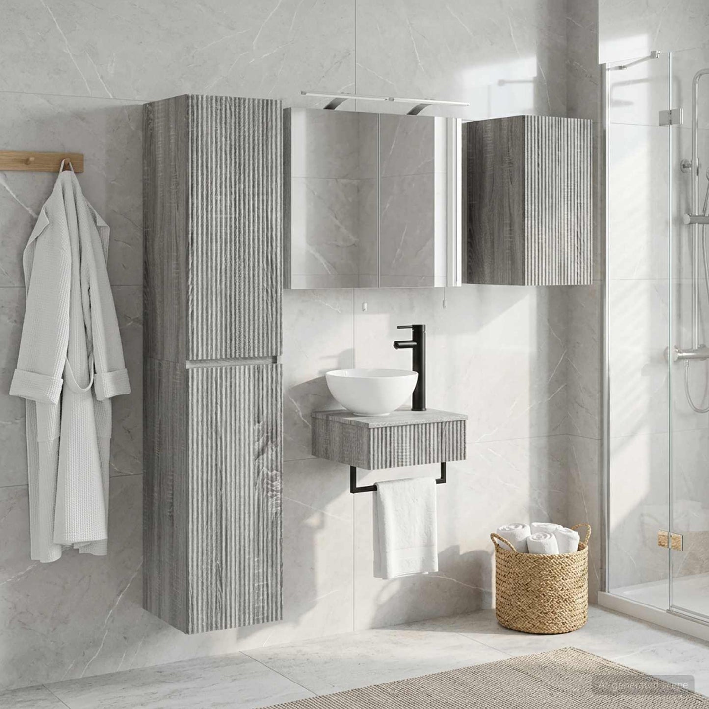 vidaXL Bathroom Furniture Set 5 pcs Grey Sonoma