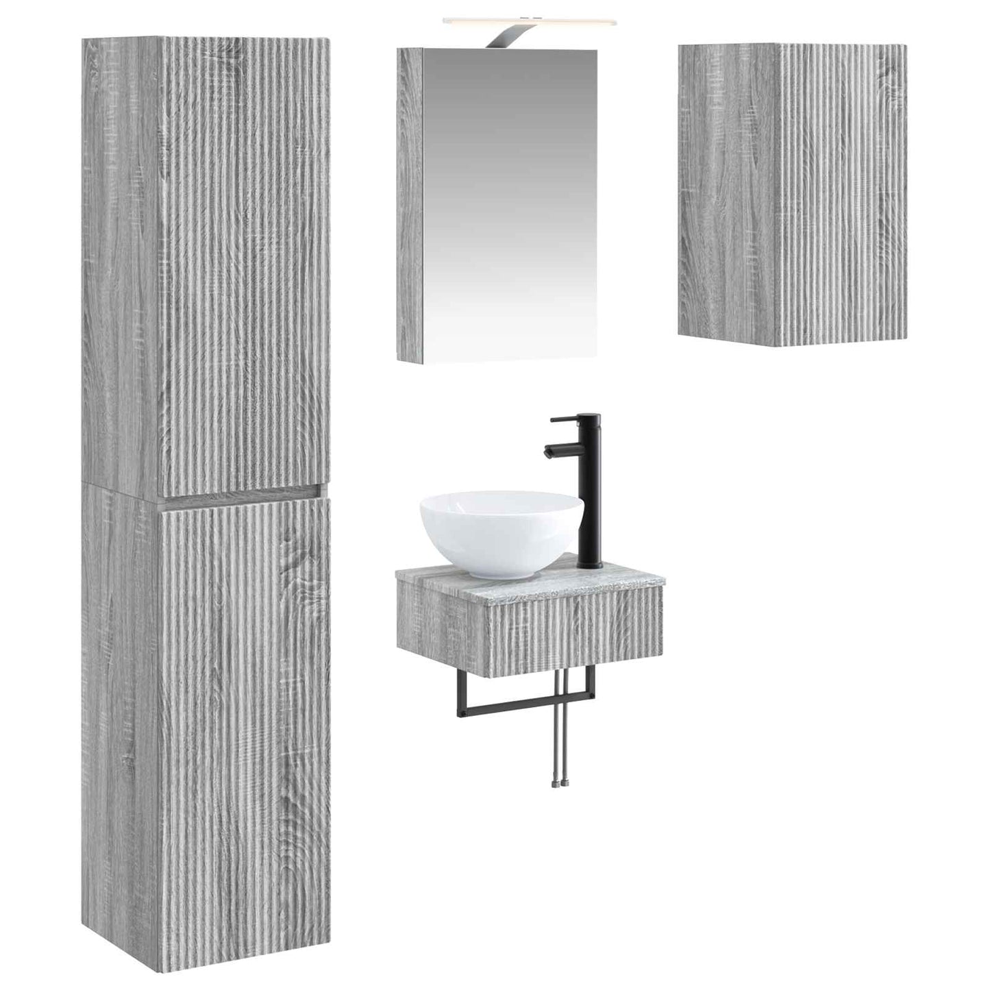 vidaXL Bathroom Furniture Set 5 pcs Grey Sonoma