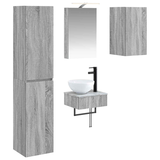 vidaXL Bathroom Furniture Set 5 pcs Grey Sonoma